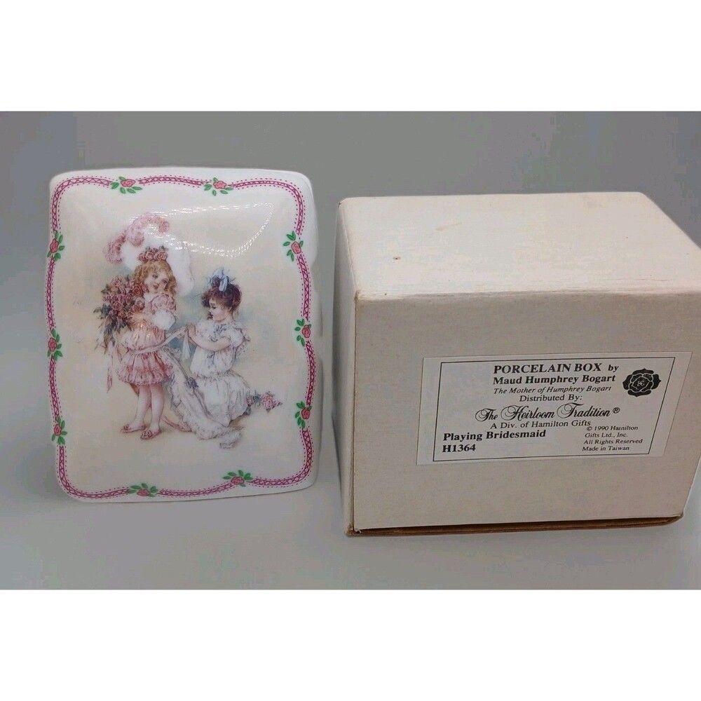 Vintage 1990 Playing Bridesmaid H1364 Maud Humphrey Bogart Trinket Box New Boxed